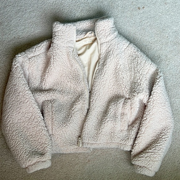 LA Hearts tan full zip fuzzy jacket with pockets - Picture 1 of 1